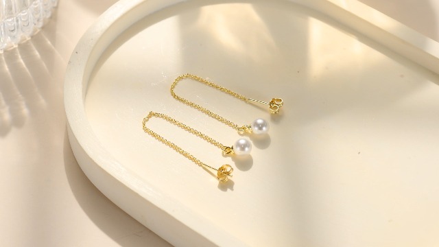 Adramata Orecchini Donna Placcati in Oro 14K - Set Orecchini Pendenti di Perle, a Cerchio, Bottone, a Catena di Perla, a Goccia - Oro Argento
