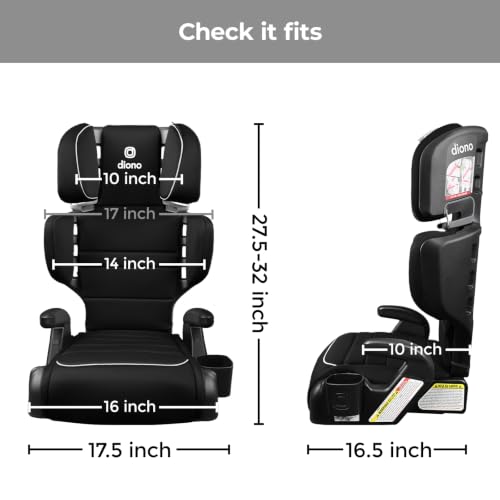 Image of Diono Connect3 R 2-in-1 High Back Booster, Slim Fit 3-Across in Many Mid-Sized Sedans and SUVs, for Children from 40-120 lbs., Lightweight with Cupholder, Black Storm