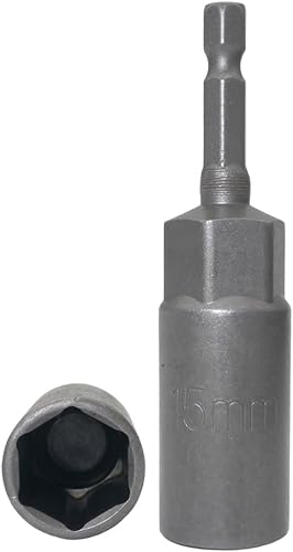 Miniatura 5 de Llave de vaso de 14 de pulgada con vástago hexagonal profunda, adaptador de llave eléctrica, herramienta de taladro de tuerca, 2 piezas (0.236 in)