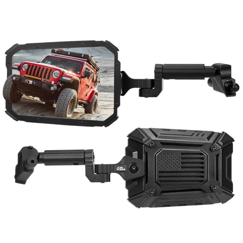 JOYTUTUS Mirrors Doors Off for 2018-2023 Wrangler JL/JLU & Gladiator JT (NOT FIT 2024 2025 Wrangler & Gladiator JT), Adjustable Anti-Vibration Design with Universal Ball Adapter for Phone Mounts