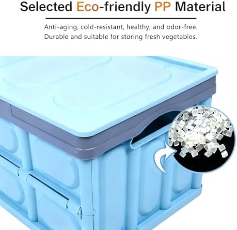 Foldable Outdoor Storage Deck Box - Large Capacity PP Organizer for Home, Car Trunk, and Camping - Convenient Carrying Handle - Green, 42cm/16.5in