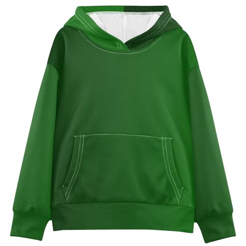 GuoChe Sudaderas unisex con capucha para niños de 4 a 14 años, de manga larga, Gradiente profundo verde, 13-14 años
