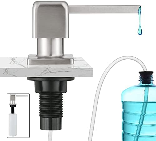 CREA Soap Dispenser for Kitchen Sink, Soap Dispenser Built-in, Sink Soap Dispenser Stainless Steel, Liquid Soap Dispenser for Sink with 17 OZ Bottle and 39" Extension Tube Kit, Refill from The Top