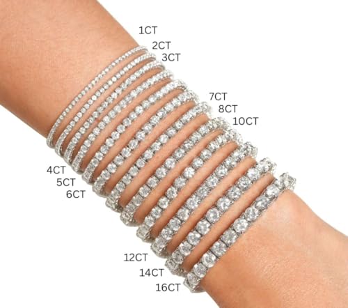 The Diamond Deal 1.00 to 16.00 Carat Round Lab-Grown Diamond 4-Prong Classic Tennis Bracelet 7 Inch in 14k Yellow, White or Rose Gold With Box Lock Closure2