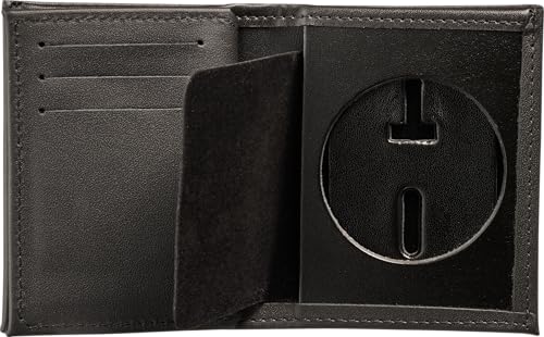 Perfect Fit Hidden Badge Bifold Wallet FBOP Federal Bureau of Prisons Badge and ID Case Hidden Badge Wallet (Cutout PF 300) Black Leather