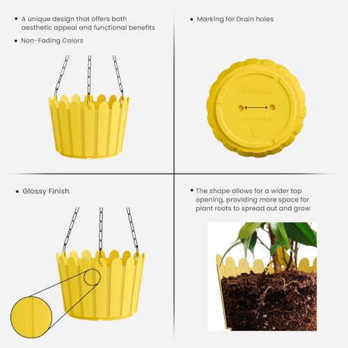 Image of YUCCABE ITALIA SHERA Hanging Fence 8 INCH Planter Pot Plastic Flower Hanging Pots for Home Decoration Sutiable for Indoor and Outdoor (Multicolor, Pack of 12)