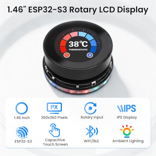Image of 1.46 Inch ESP32 Rotary Display, 360x360 Round Knob Touch Display