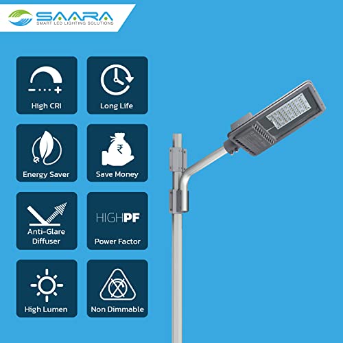Image of SAARA LED Street Lights | Classic Power Saving Outdoor LED Lights | Aluminum Die Cast | IP65 Waterproof | Rustproof White Lights for Street Parking (White) (120 Watt Pack 2)
