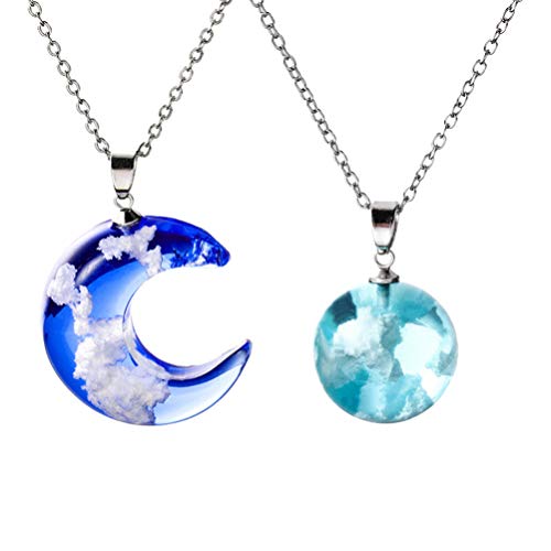 Holibanna 2pcs Sky Cloud Necklace Pendant Stylish Ball Moon Shape Necklace Creative Jewelry Gift Neck Accessories for Women Female