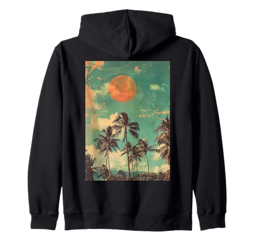 Vintage Hawaii Theme Minimalist Art Zip Hoodie