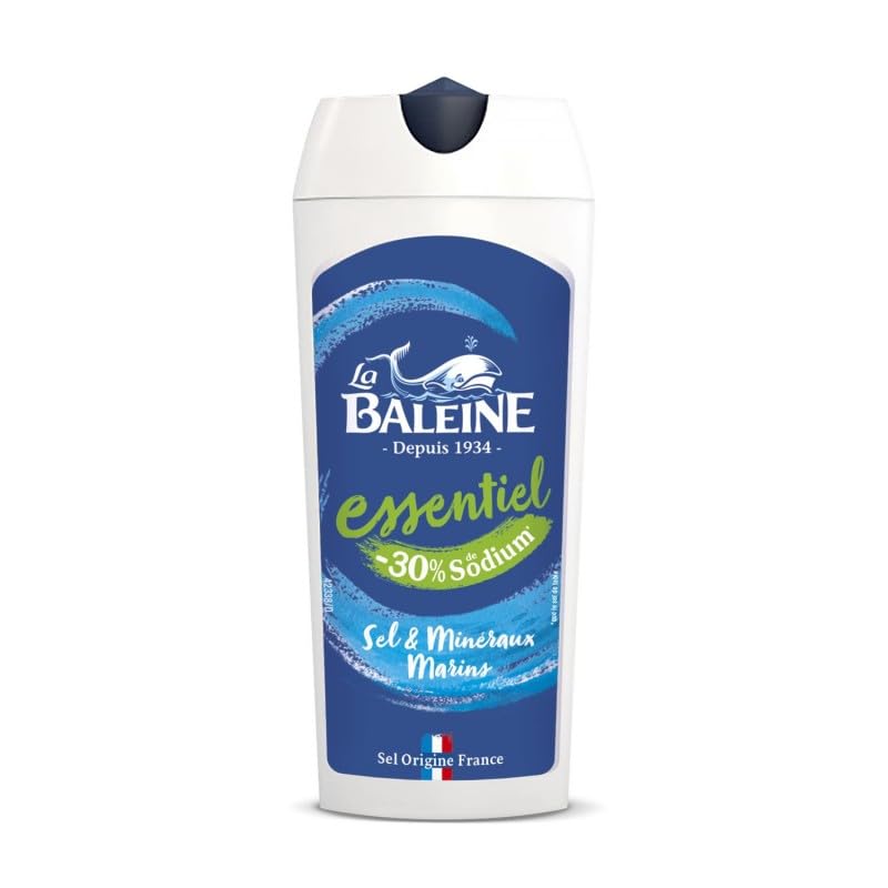 La Baleine Sel Fin Essentiel Réduit en Sodium -30% pour une touche de saveur saine - Saupoudreur 125g - Le Lot De 4