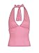 Xineicy Women's Halter Deep V Neck Crop Top Backless Tie Back Tank Top Slim Fit Sleeveless Going Out Summer Tops Pink