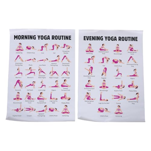 Set de 2 Pósteres de Yoga 50x70 cm para Posturas y Guía de Entrenamiento en Casa