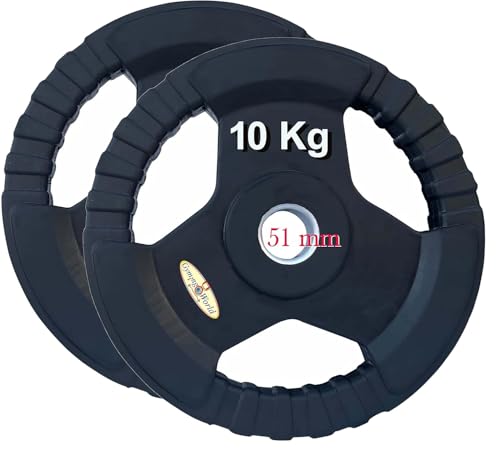 Image of Gyming World Olympic Weight Plates For Home & gym (10 Kg x 2) First Grade Rubber (51MM Diameter)