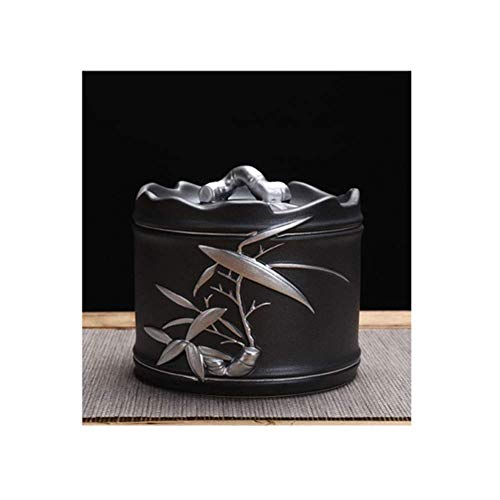 大人の灰のための葬儀の壷 人間の大中型の記念壷 中国風の手作りの陶器と手描きの記念品-自宅や墓地やニッチの埋葬壷 ゴールドS