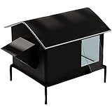 Zekono冬でも暖かく過ごせる野良猫用ハウス，防水、防雨、防寒、保温付き 屋外用ハウス、密閉型ペットテント 四季を通じて使える (ブラックスタンド付き屋外用透明ドアカーテンホルダー【保冷ボックスなし】)