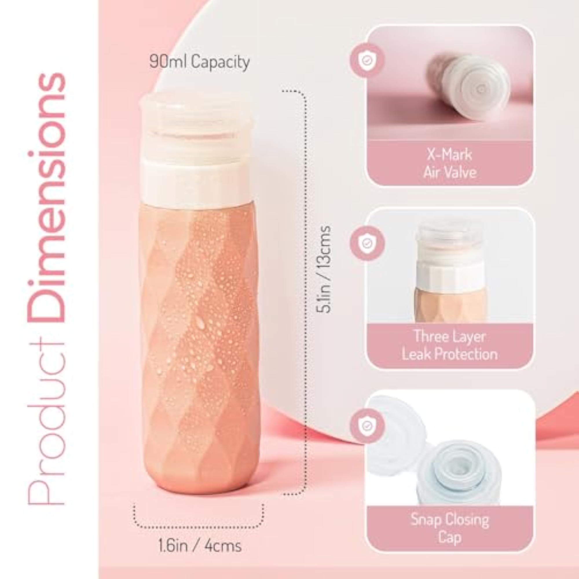 Toiletries Travel Bottles, CAA Approved 90ml