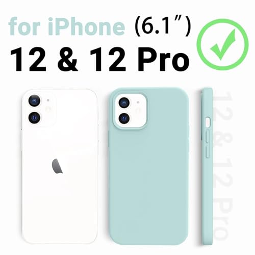 Image of Premium Liquid Silicone Case for iPhone 12 & 12 Pro - Slim Full Body Protective Back Cover with Soft Microfiber Lining, Anti-Slip Grip Scratch Resistant Phone Case(Aqua)