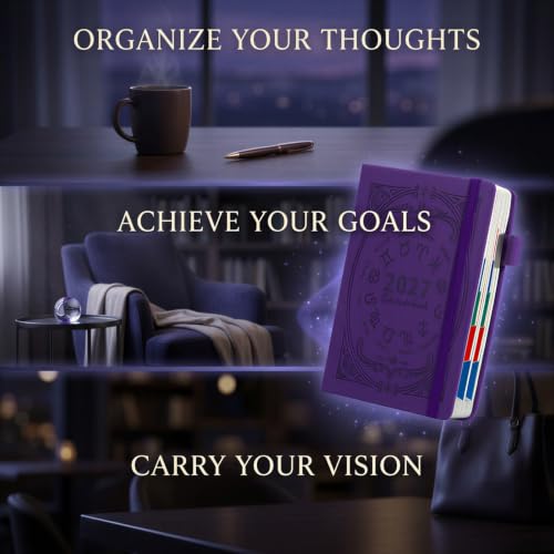 Hardcover Undated Planner, A5 Textured PU Portable Agenda Book, 2027 Constellation Creative Daily Planner, Purple, for Time Management and Goal Tracking, Weekly Monthly Daily Layouts - Image 5