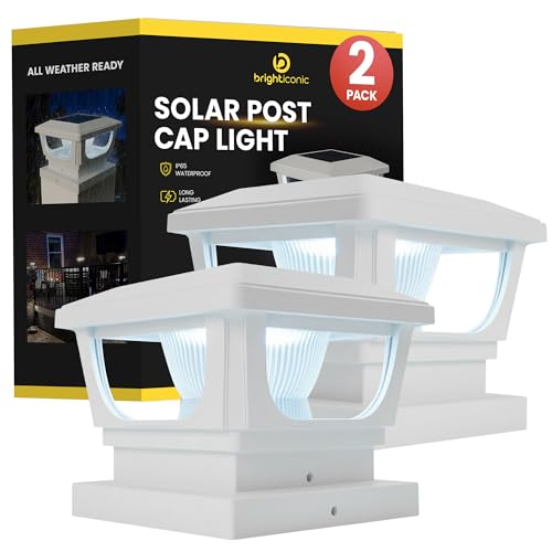BRIGHTICONIC Solar Post Cap Lights Outdoor for 4x4, 3x3 –