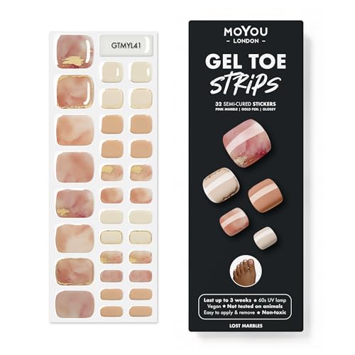 MOYOU LONDON Tiras de unhas de gel semicuradas, 32 peças. Envoltórios de gel, fácil de aplicar e rem