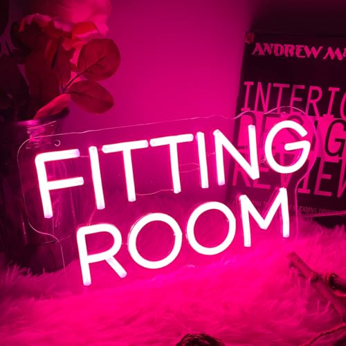 Image of Fitting Room Neon Sign For Spa Beauty Room Nail Brows Lashed Salon Studio LED Wall Art Decor For Business Stores Logo Barber Shops Led Word Indoor Custom Neon Lights 5V USB Powered Pink 35x17.5 cm