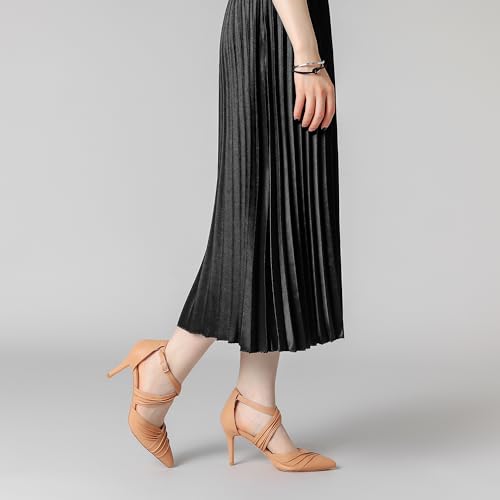 Allegra K Women's Slouches Cross Strap Pointed Toe Stiletto Heels Pumps4