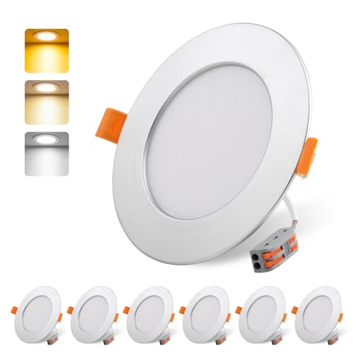 DA LIGHT Reflektor wpuszczany LED 230 V płaski zestaw 9 W 6 sztuk, promienne reflektory LED do zabudowy, reflektor LED do łazienki 3000/4000/6000K, reflektor sufitowy IP54 do łazienki salonu kuchni
