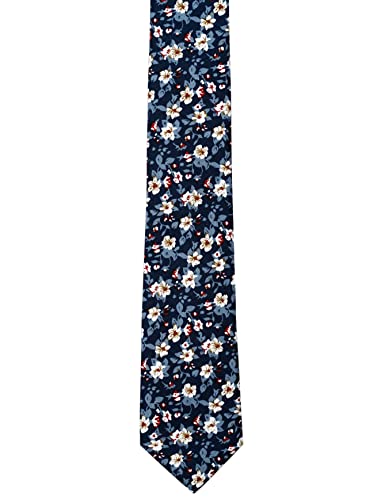 Image of BELLUNO Men's Cotton Floral Skinny Tie, 2.5 inch Width, with Gift Box