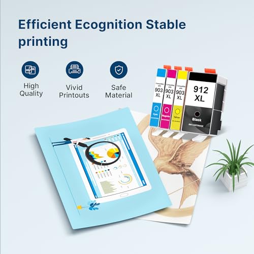 Washope 912XL Multipack Compatible Ink Cartridges for HP 912XL 912 XL OfficeJet 8010 8012 8013 8014 8015 8017 8018 for OfficeJet Pro 8022 8023 8024 8025 8030 Printer, 4-Pack Black/Cyan/Magenta/Yellow - Image 4