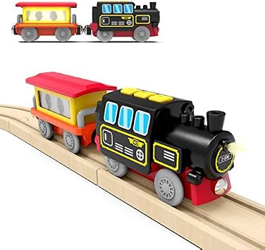 Toy Train Accessories Battery Operated Train for Wooden Track, Motorized Train Toy Compatible with Thomas, Brio, Chuggington