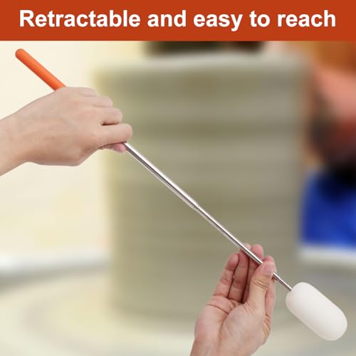 Image of 2pcs Telescoping Sponge Stick for Pottery, Retractable Ceramic Mud Tools Clay Sponge on a Stick with Handle for Cleanup Excess Water from Tall or Narrow Pottery(Middle,Extend up to 27.95in)
