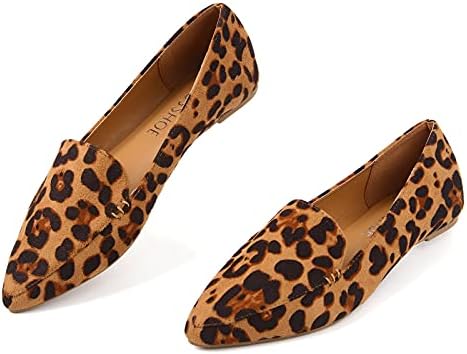 MUSSHOE Loafers for Women Comfortable Pointed Toe Women's Loafers & Slip-ons Women's Flats Flats Shoes Women,Leopard 8