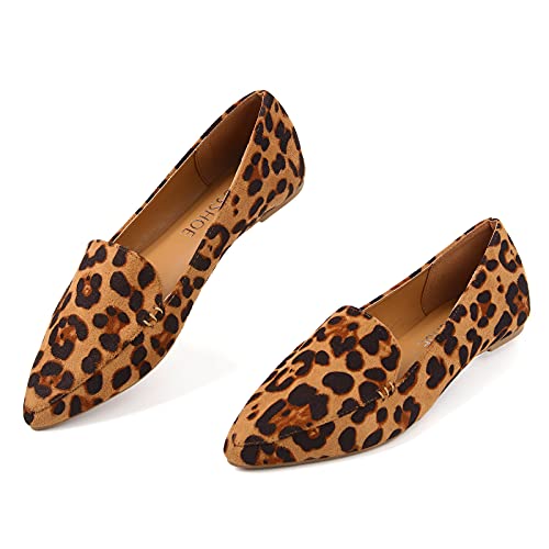 Musshoe Loafers For Women Comfortable Pointed Toe Women's Loafers & Slip-Ons Women's Flats Flats Shoes Women,Leopard 8 #TOP5