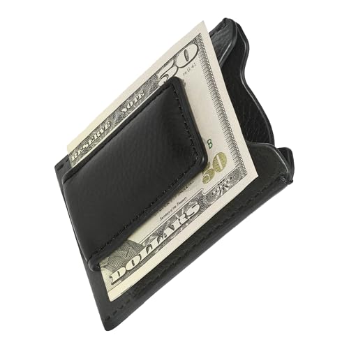 House of Jack Co. Rip Magnetic Money Clip Wallet for Men, Slim Front Pocket Leather Wallet With Gift Box, Full Grain Cowhide Card Holder, Black - Thumbnail 2