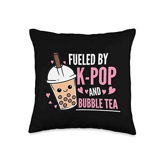 Fueled By K-Pop And Bubble Tea K-Pop Outfit K-Pop Gift KPop Throw Pillow