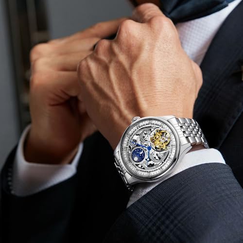 Image of WeCool Fairwhale Automatic Mechanical Watch for Men Luxury Skeleton Analog Men's Watch 50M Waterproof Luminous Unique Cool Wrist Watchs | Best Gift for Males