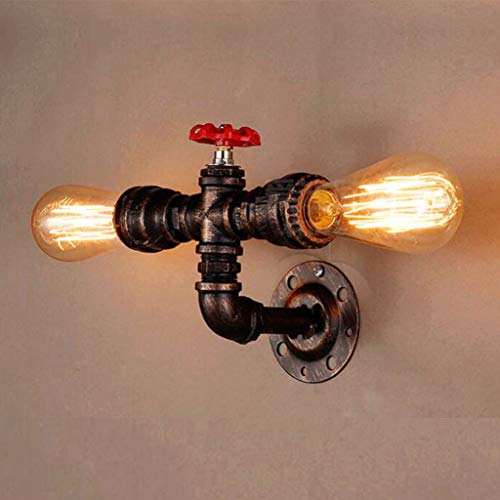 Fer Lampe Murale Double Tête Eau Lampes Murales Vent Industriel Rétro Simple Créatif Lampe De Restaurant Restaurant Chambre Salon Couloir Bar Allée Escalier Cuisine E27 Appliques Murales Extérieures Cover