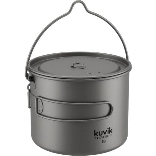 Kuvik 1600ml (54 oz) Titanium Pot with Bail Handle - Ultralight and Compact
