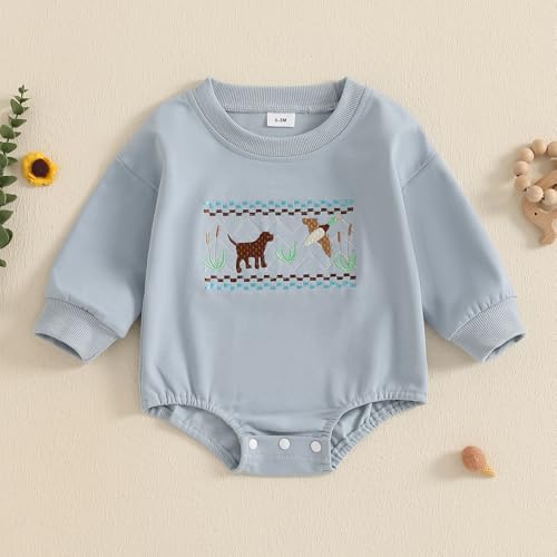Chloefairy Duck Hunting Baby Clothes Baby Boy Mallard Duck Sweatshirt Bubble Romper Long Sleeve Bodysuit Fall Outfit2