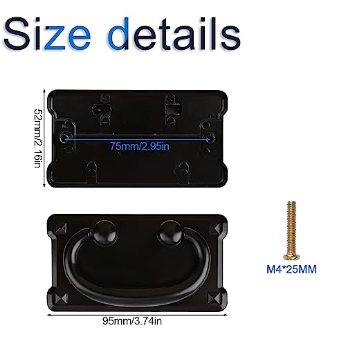 Manija de tirón INCREWAY para muebles, 2 paquetes de manijas de anillo de 3 pulgadas con tornillos, manijas planas antiguas para cajones y armarios de cocina, color negro miniatura 2