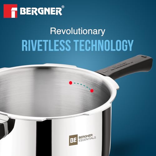 Image of Bergner BE Essentials Triply Pressure Cooker 3 Pcs Set - 5L, 3L and 2L Outer Lid Pressure Cooker Combo, Even Heat Distribution, Sturdy Rivetless Handle, Healthy Cooking - Induction and Gas Stove Ready
