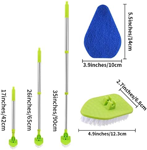QKTYB Shower Cleaning Brush,Extendable Long Handled Scrubbing Brush,3 In 1 Floor Scrubbing Brush,180° Rotatable Bathroom Cleaning Brush,Detachable Tub and Tile Scrub Brush for Bathroom Wall
