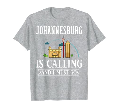 Johannesburg South Africa City Skyline Map Travel T-Shirt, Men, Heather Grey, 5X-Large