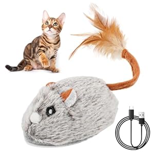JOPHEK Jouet pour Chat Souris Électrique, Jouet Souris Automatique Rechargeable avec Souris à Détection Intelligente USB Rechargeable Jouets Chaton Souris Telecommande pour Chat