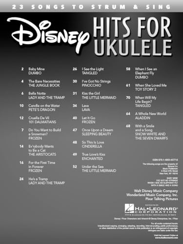 image for Hal Leonard Disney Hits for Ukulele | Beginner Ukulele Songbook with 2