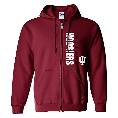 UGP Campus Apparel AZ1165 - Indiana Hoosiers Vertical Block LC Zip Hoodie - 2X-Large - Cardinal