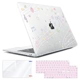 HOHAIYOO Compatible with MacBook Air 13 inch Case 2018-2021 Release A2337 M1 A2179 A1932 Touch ID, Protective Shell & Keyboard Cover&Screen Film&Webcam Cover for Macbook Air 13.3 inch M1, Musical Note