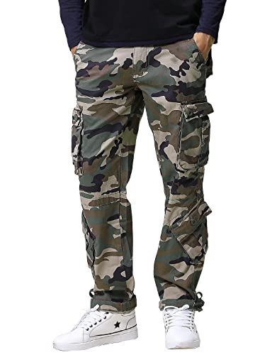 Image of Match Men's Wild Retro Multi-Pockets Utility Casual Cotton Cargo Trousers #3357