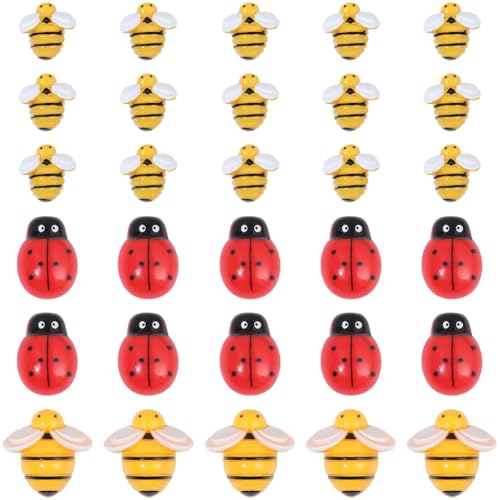 BEAMARKER 60 Mini Breloque Abeille en Résine à Dos Plat Coccinelle Mignonne Décoration Artisanale pour Jardin Féerique Printanier Couronne Scrapbooking Coque de...
